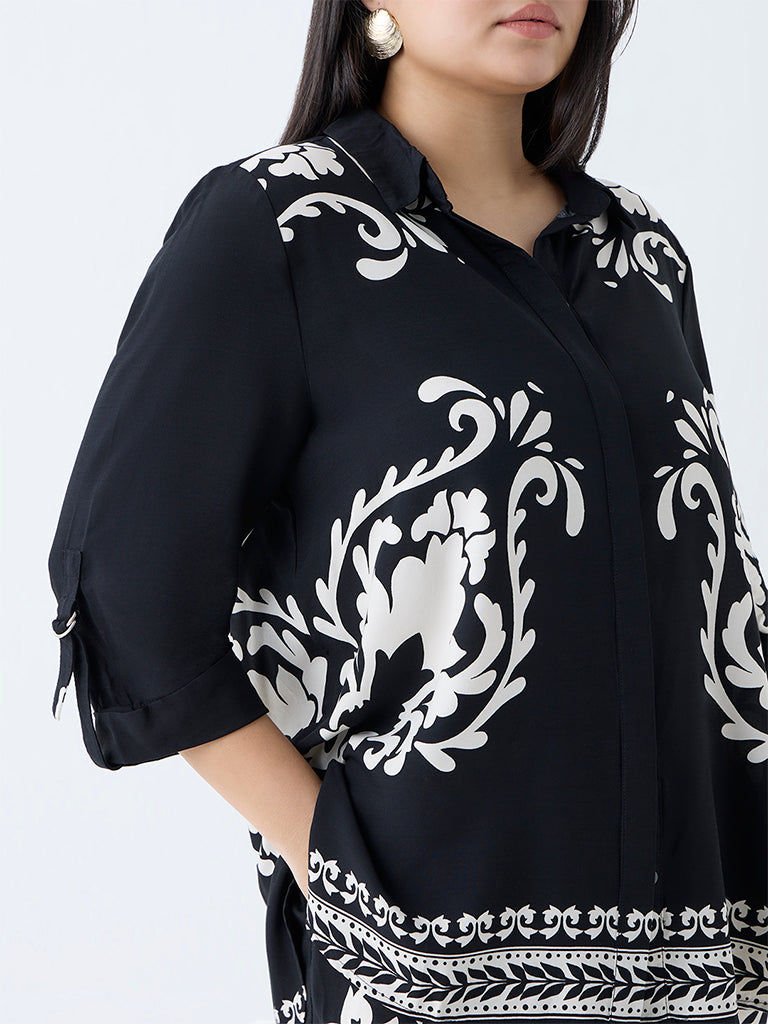 Westside Gia Women's Black Baroque-Inspired Shirt for Casual Wear Zoomed View