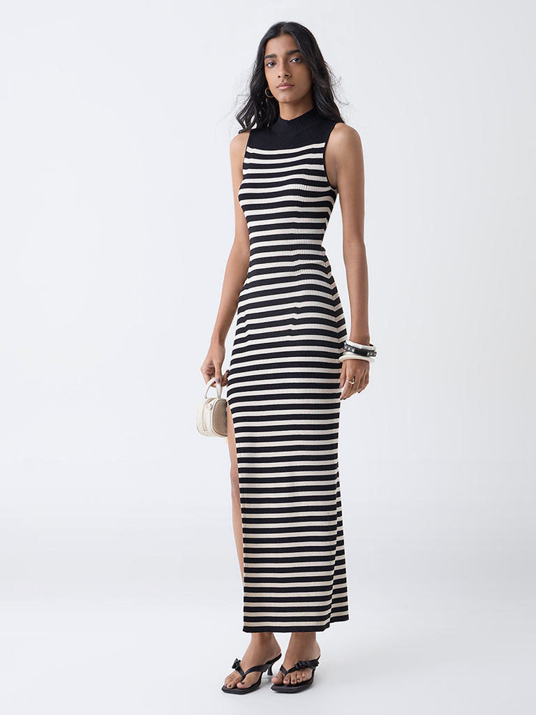 Nuon Black Striped Bodycon Dress