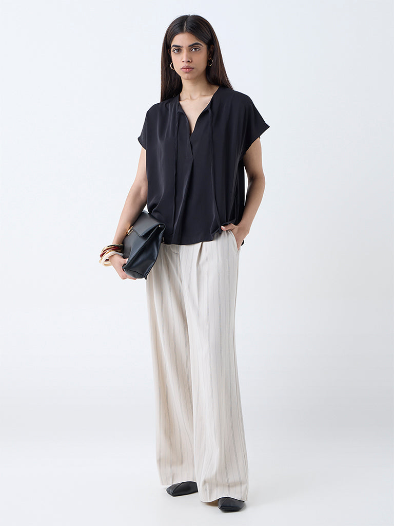 Wardrobe Black Solid Cotton Top