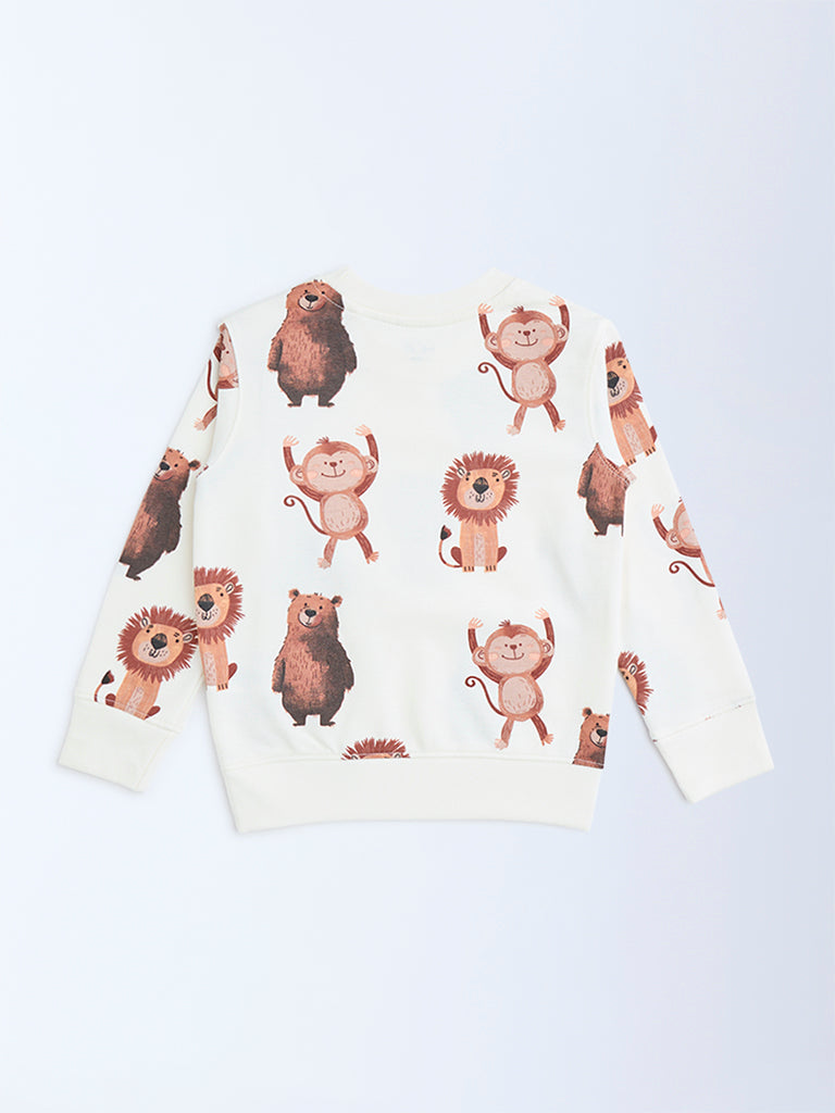 HOP Kids Off-White Animal Printed Cotton-Blend Sweatshirt