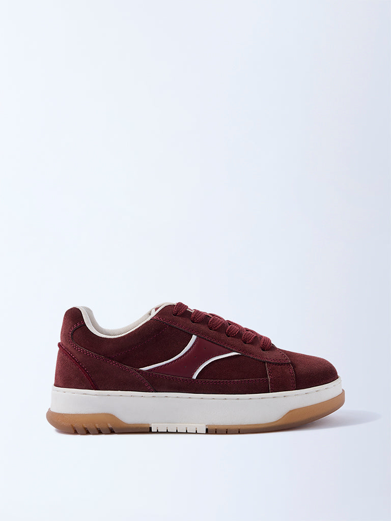 LUNA BLU Burgundy Suede Lace-Up Sneakers