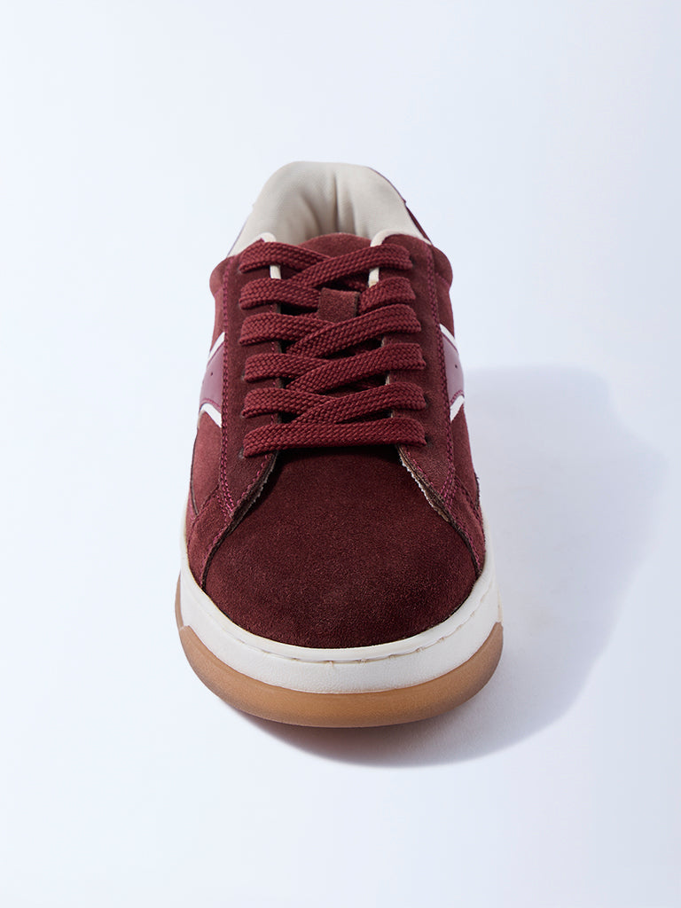 LUNA BLU Burgundy Suede Lace-Up Sneakers