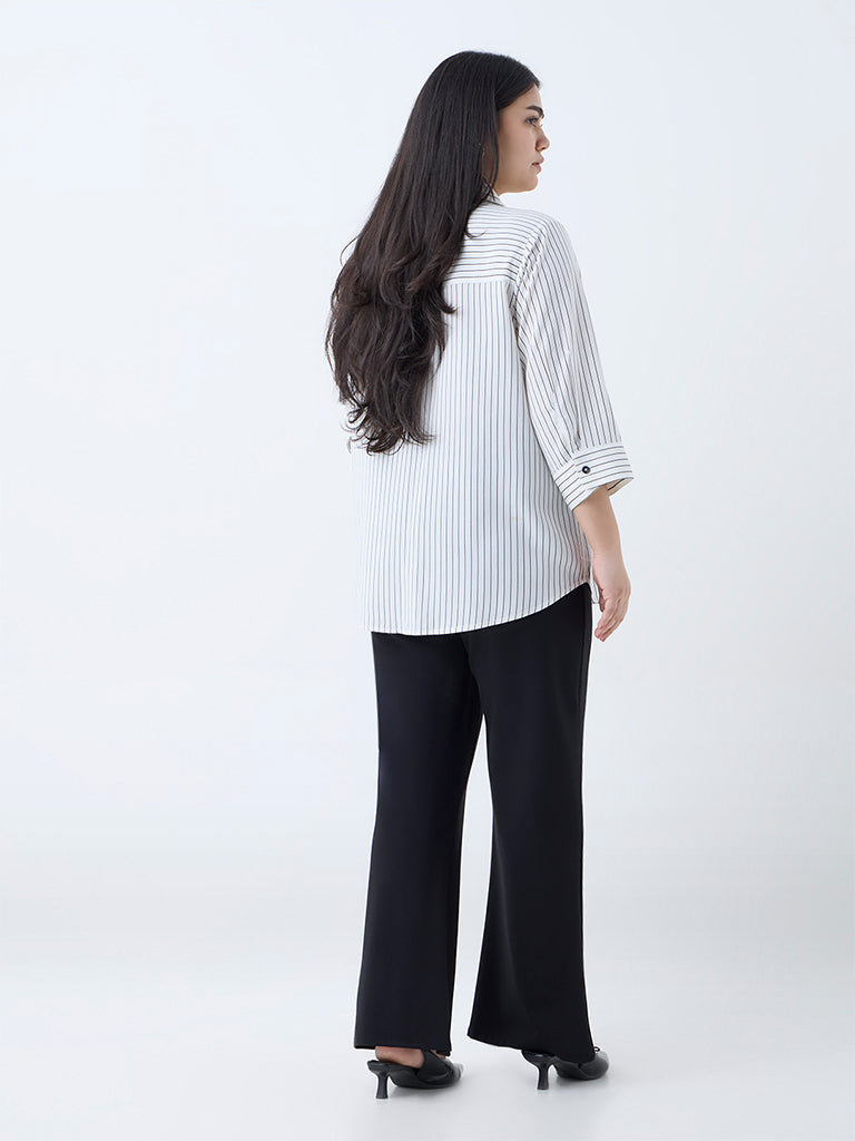 Westside Gia Women's White Stripe Shirt for Casual Wear Back View