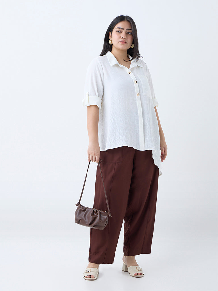 Westside Gia Women's White Textured Blouse for Casual Wear Full View