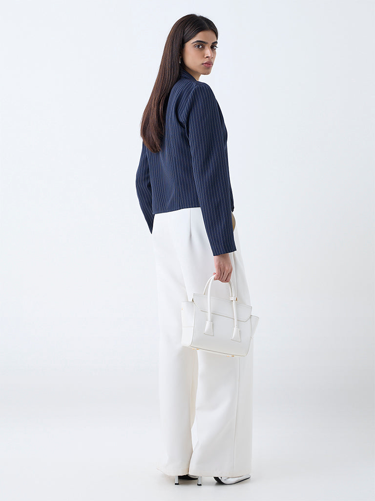 Wardrobe Navy Pinstriped Cotton Shirt