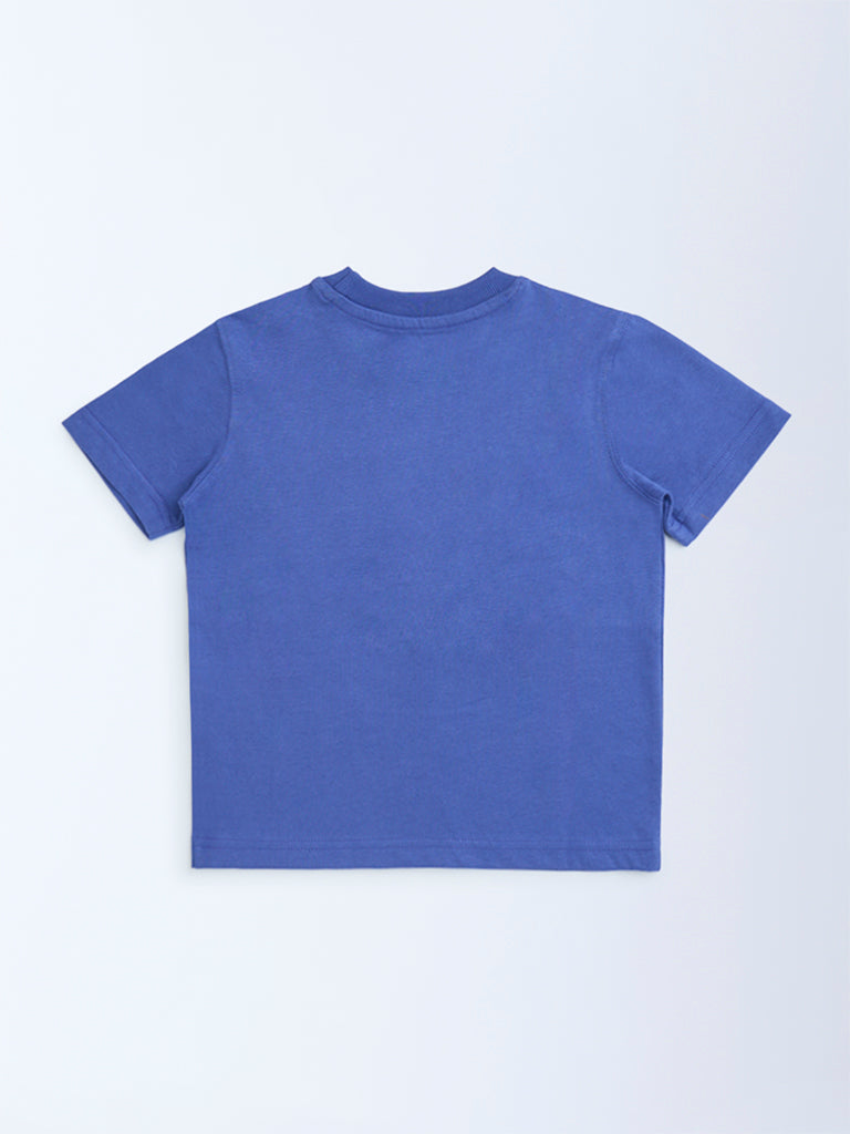 HOP Kids Blue Animal Design Cotton T-Shirt