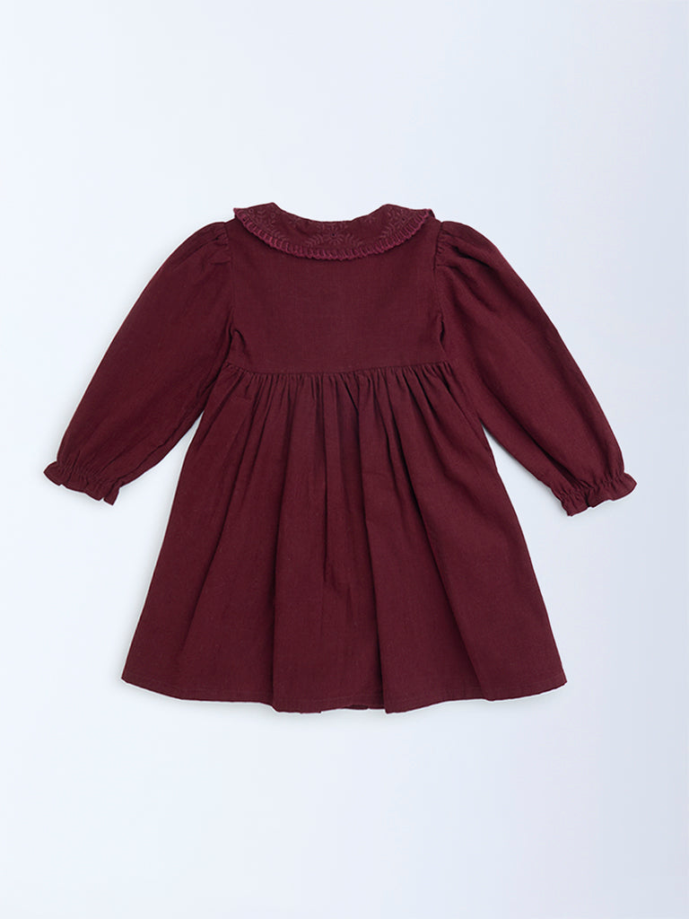 HOP Kids Wine Fit-and-Flare Cotton Dress