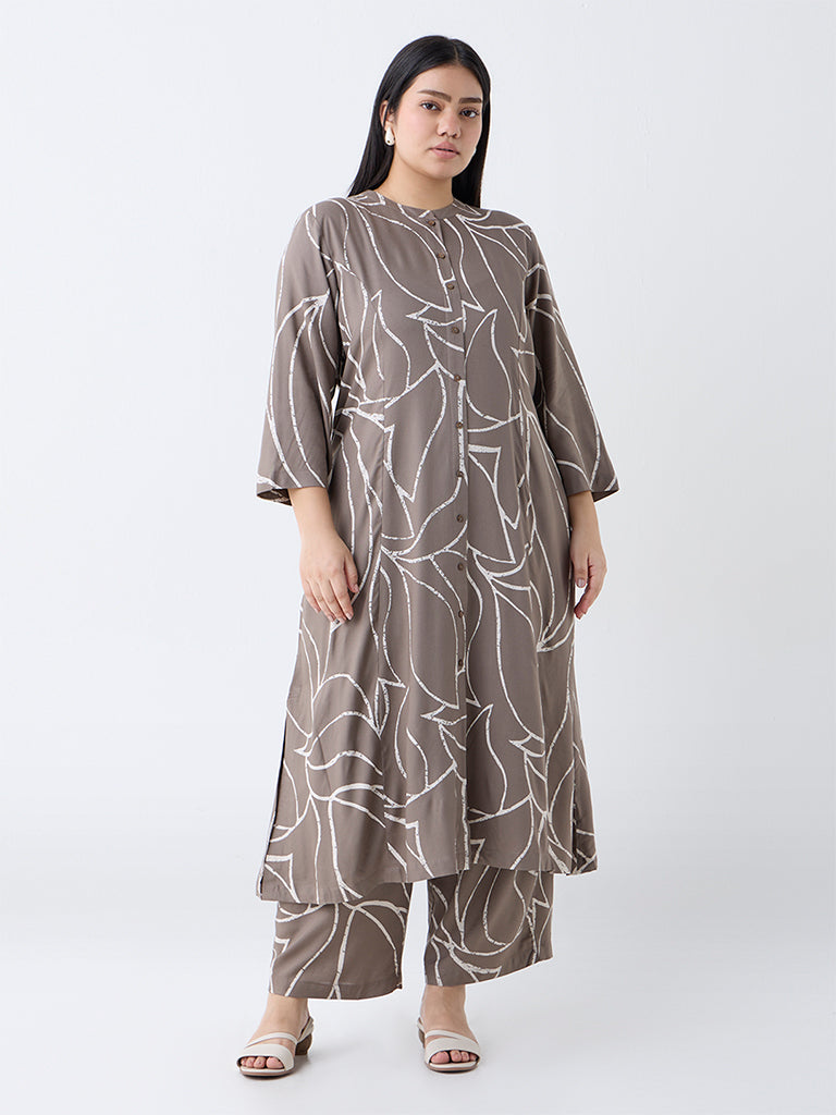 Diza Taupe Printed Pants