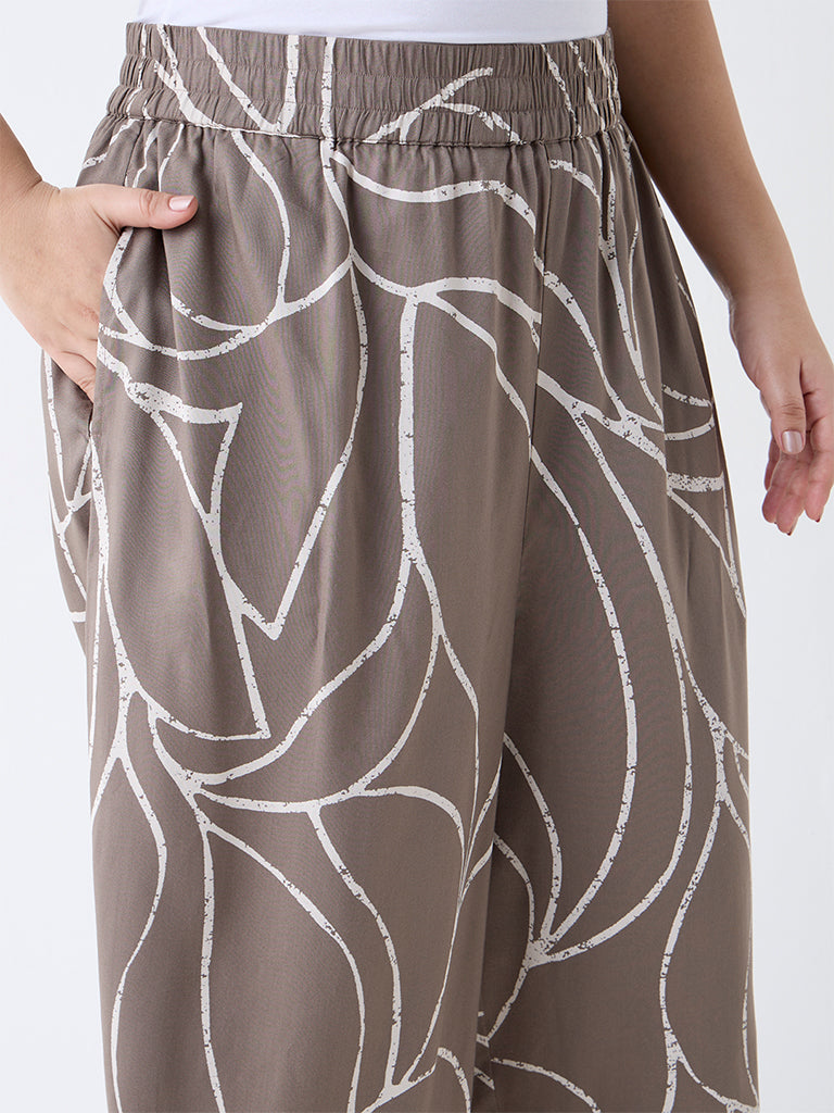 Diza Taupe Printed Pants