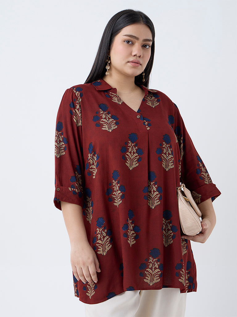 Diza Red Floral Printed Tunic