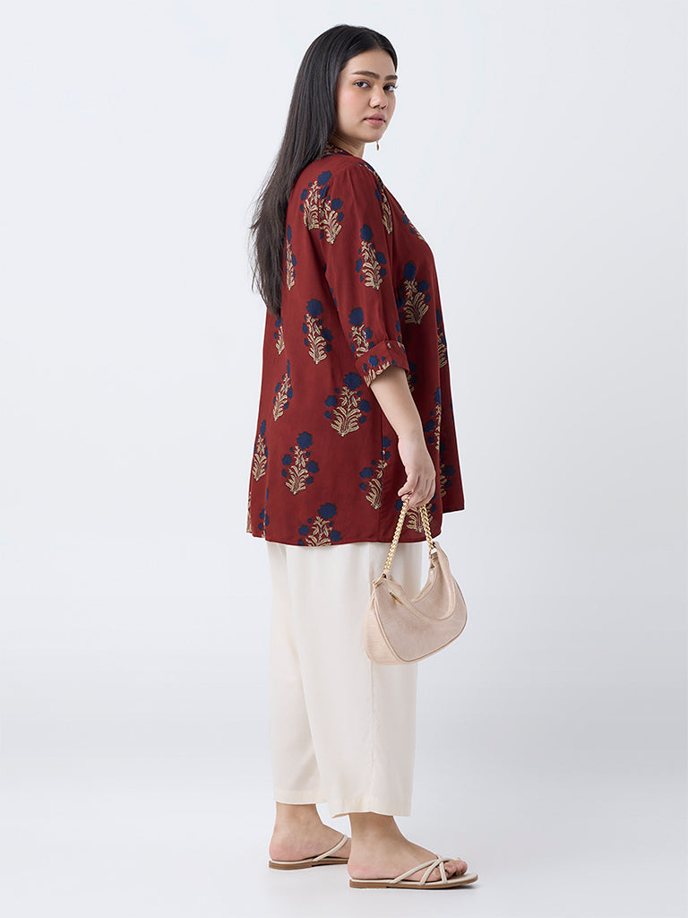 Diza Red Floral Printed Tunic