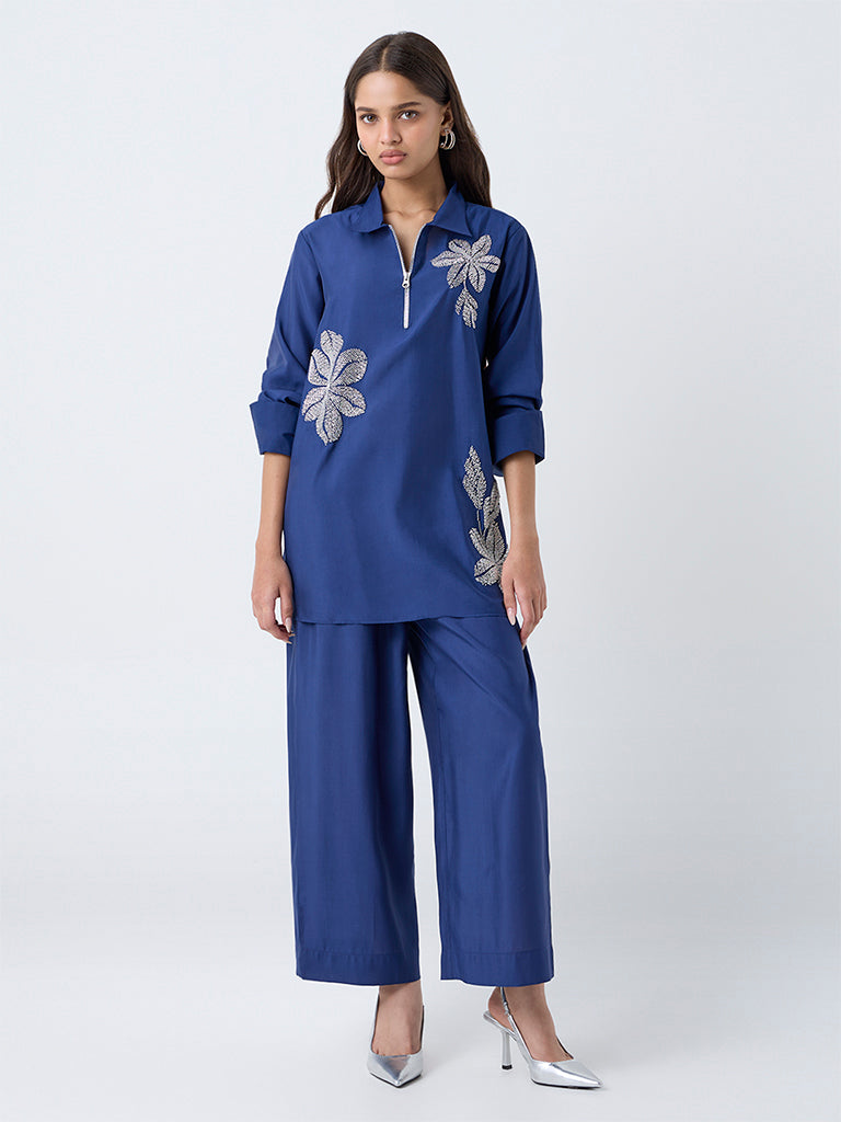 Vark Blue Embellished Ethnic Set