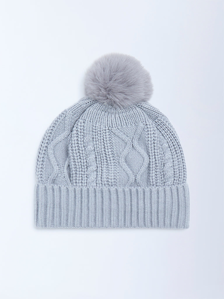 Westside Accessories Grey Knit-Textured Beanie