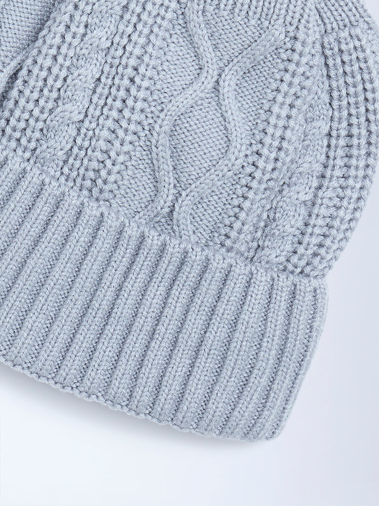 Westside Accessories Grey Knit-Textured Beanie