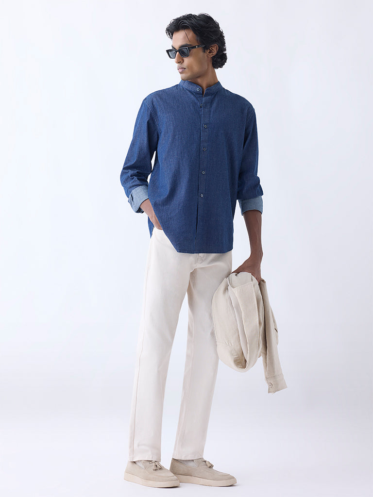 Ascot Blue Relaxed-Fit Denim Shirt