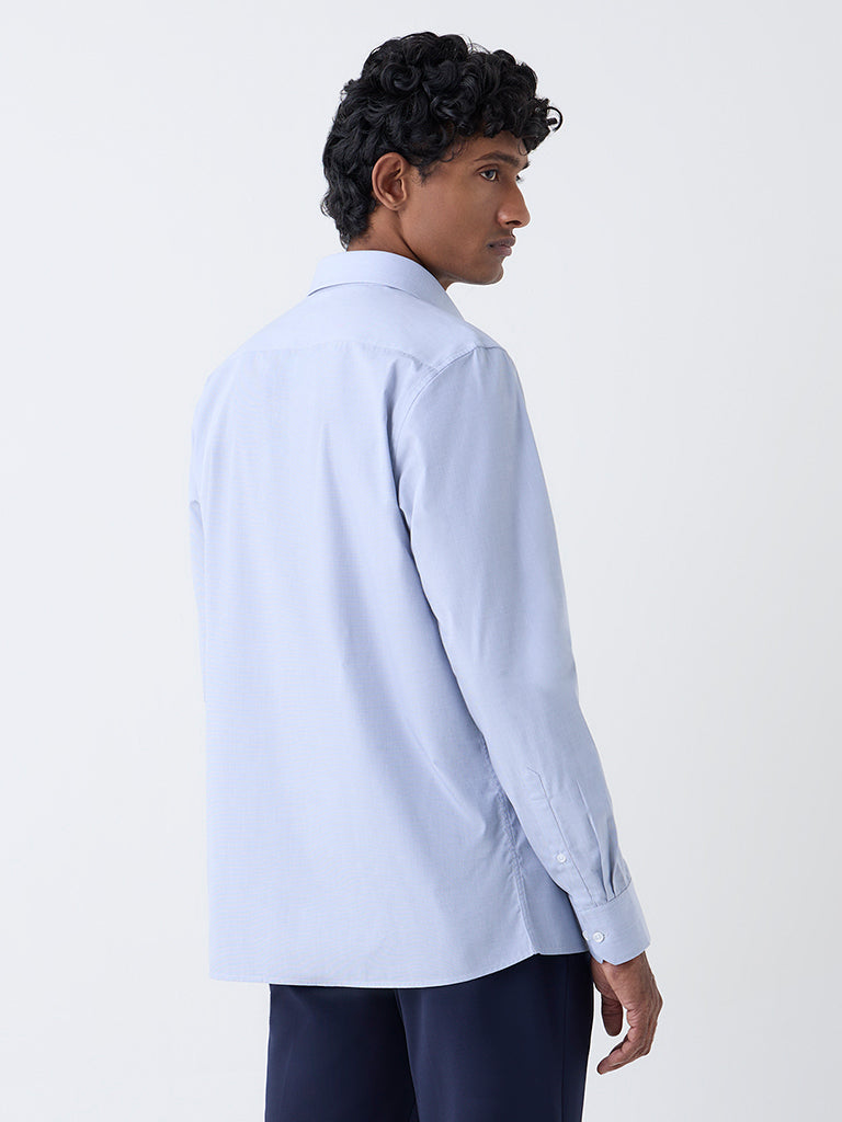 WES Formals Light Grey Solid Slim-Fit Cotton Shirt
