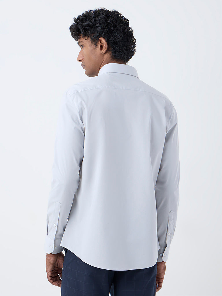 WES Formals Light Grey Ultra Slim-Fit Cotton-Blend Shirt