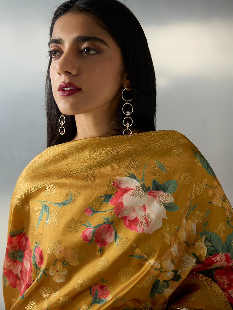 Vark Mustard Solid Anarkali Ethnic Set