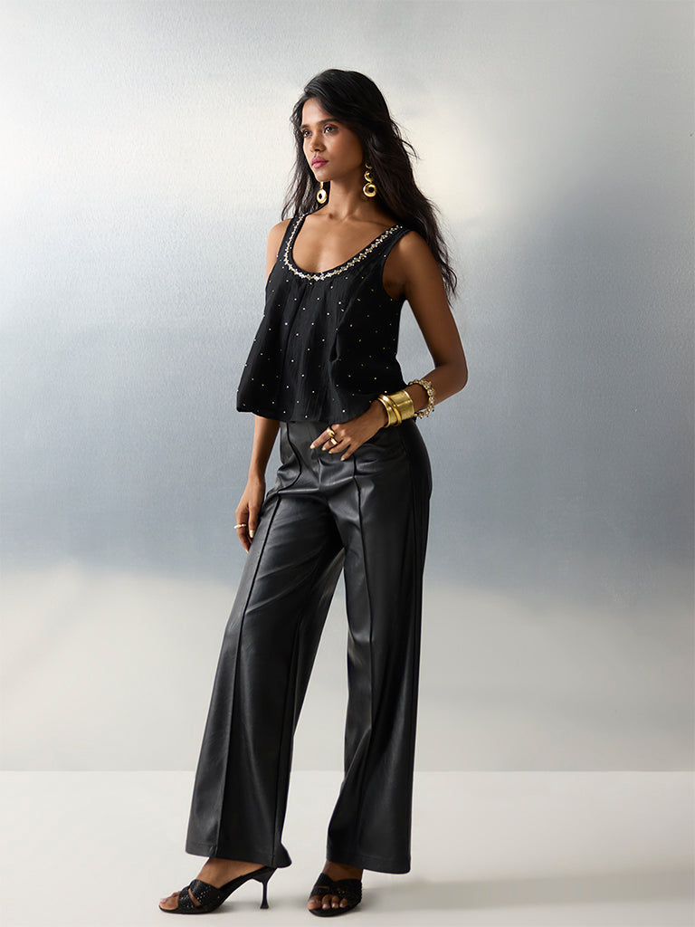 Vark Black Embellished Top