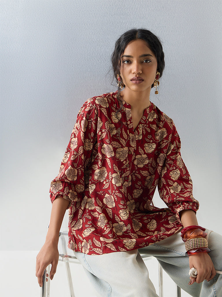 Utsa Red Printed Tunic