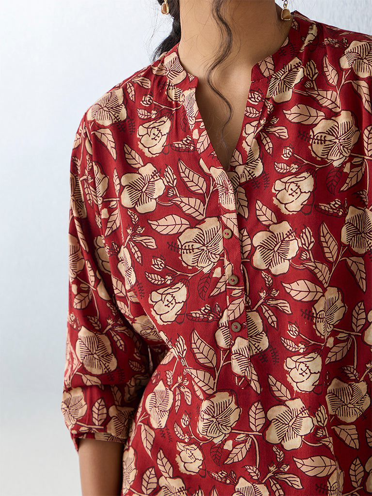 Utsa Red Printed Tunic