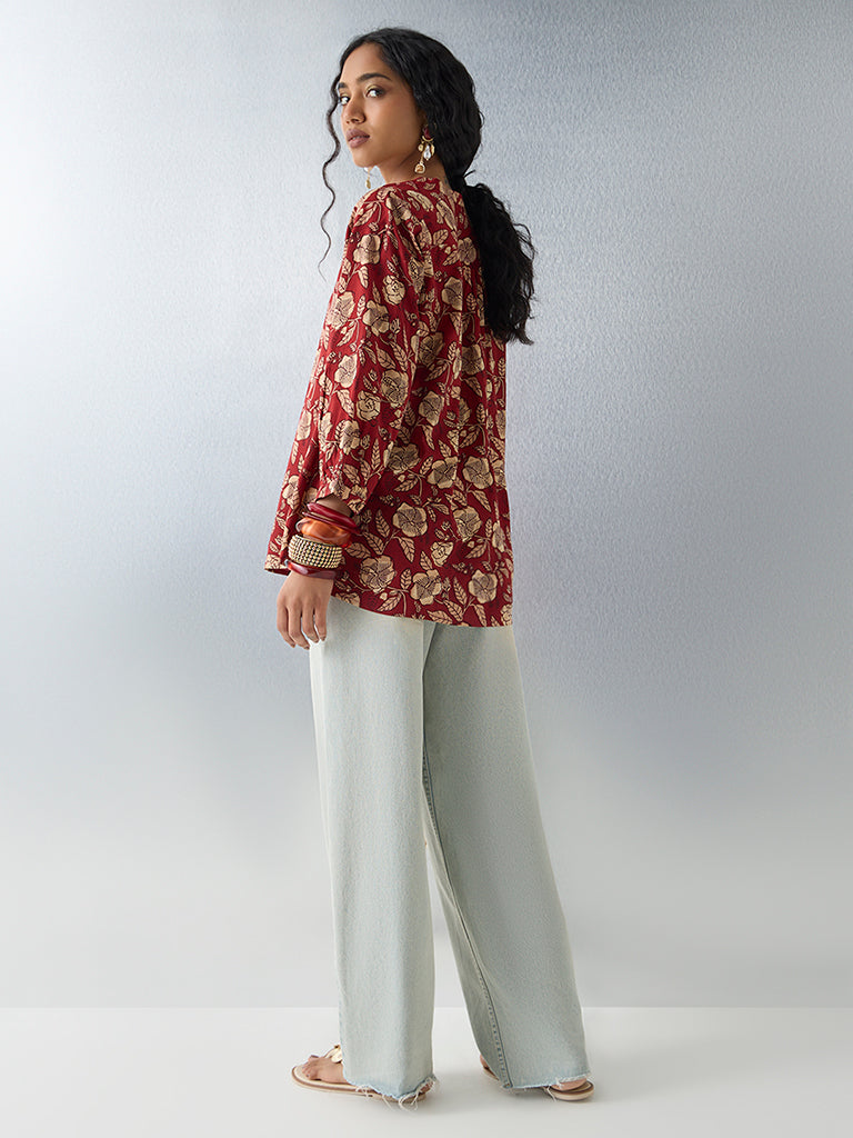 Utsa Red Printed Tunic