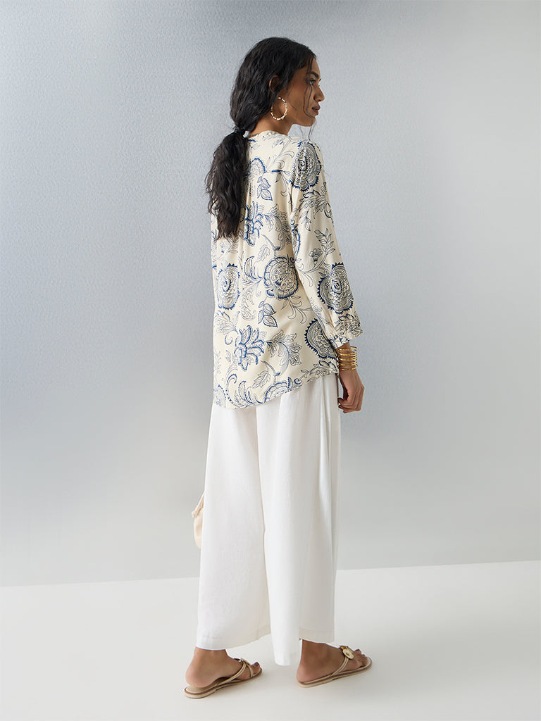 Utsa Off-White Printed Tunic