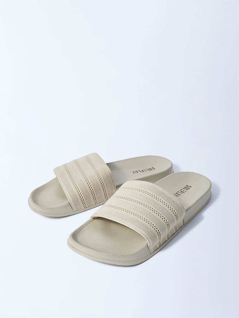 SOLEPLAY Off-White Knit-Textured Slides
