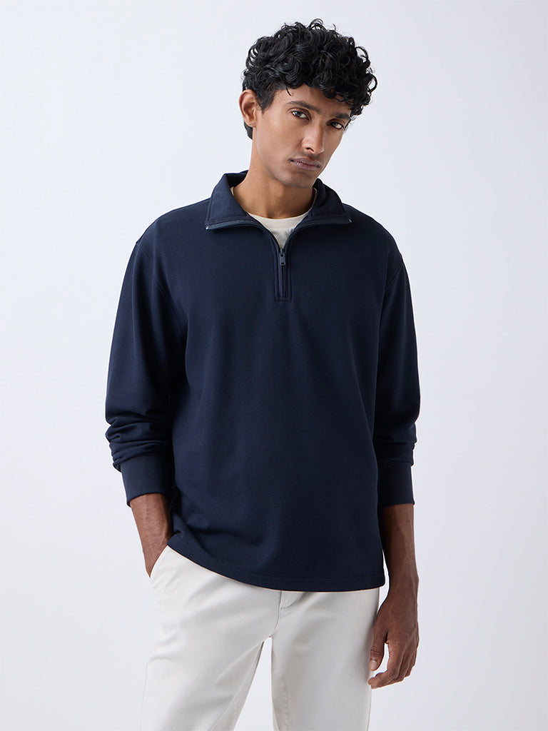 WES Casuals Navy Relaxed-Fit Quarter-Zip Sweatshirt