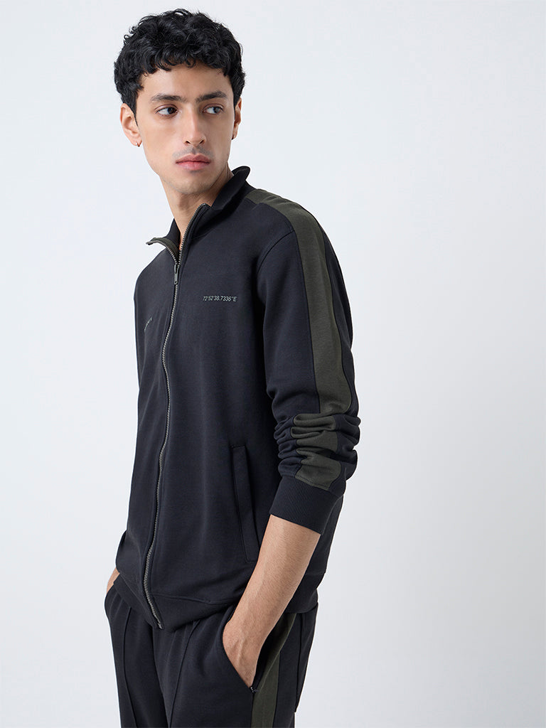Studiofit Black Printed Relaxed-Fit Jacket