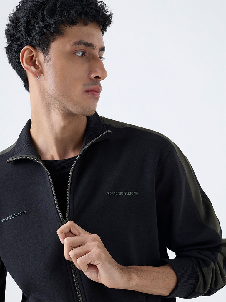 Studiofit Black Printed Relaxed-Fit Jacket