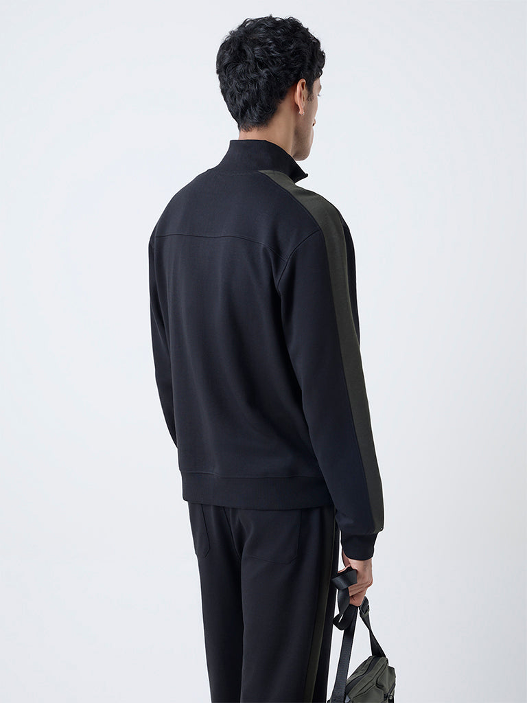 Studiofit Black Printed Relaxed-Fit Jacket