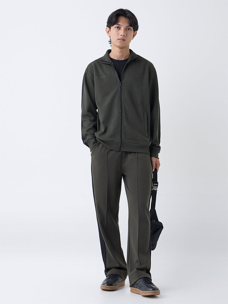 Studiofit Olive Solid Relaxed-Fit Jacket