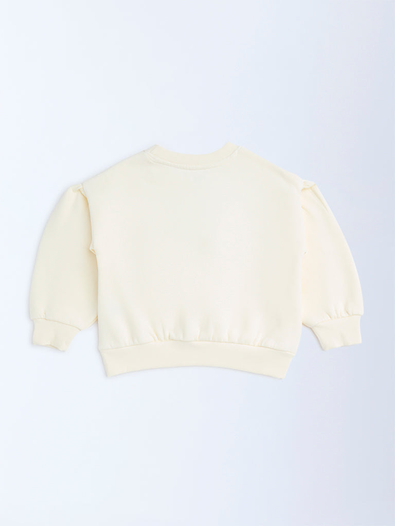 HOP Kids Cream Bow-Detailed Cotton-Blend Sweatshirt