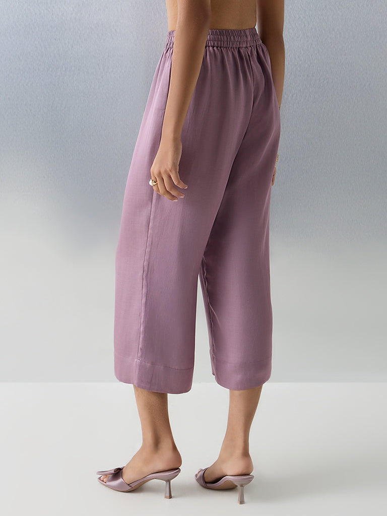 Zuba Purple Solid Ethnic Pants