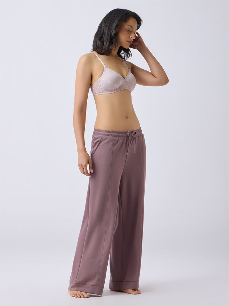 Wunderlove Dusty Pink Bow-Printed Padded Bra - Pack of 2