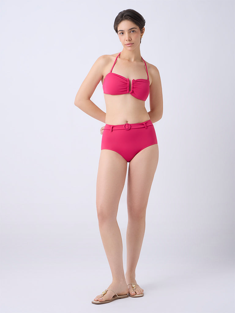 Wunderlove Swimwear Fuchsia Padded Bandeau Bra