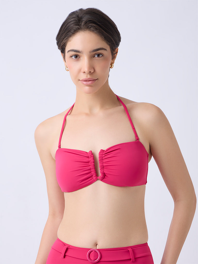 Wunderlove Swimwear Fuchsia Padded Bandeau Bra