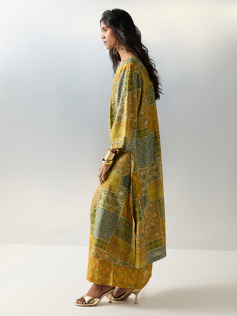 Utsa Yellow Printed Ethnic Shrug