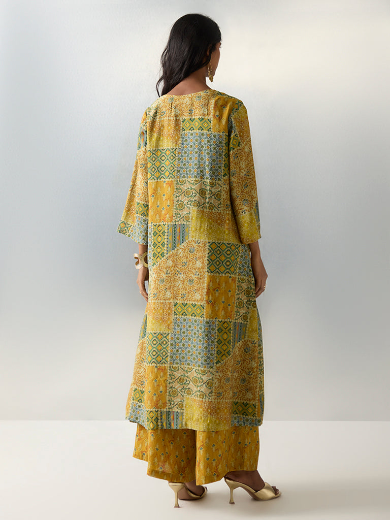 Utsa Yellow Printed Ethnic Shrug