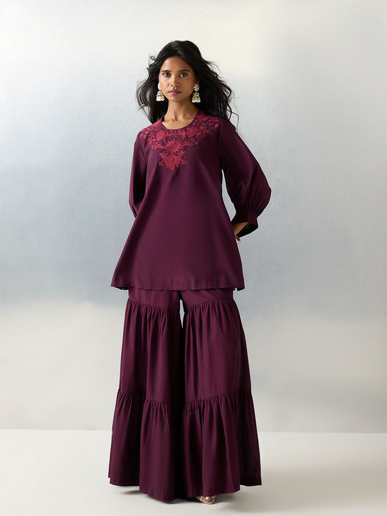 Utsa Purple Solid Sharara