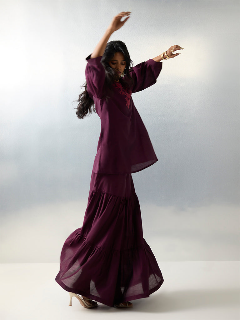 Utsa Purple Solid Sharara