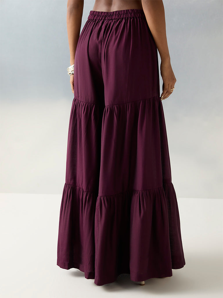 Utsa Purple Solid Sharara