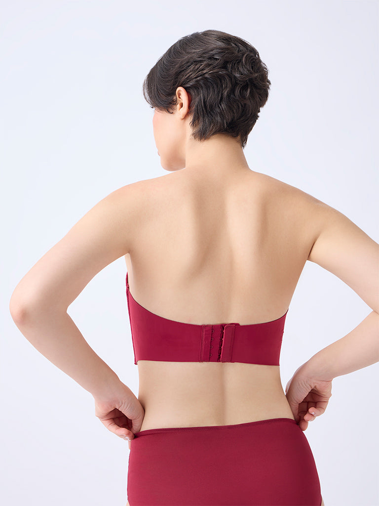 Wunderlove Red Lace Invisible Super grip Padded Bra