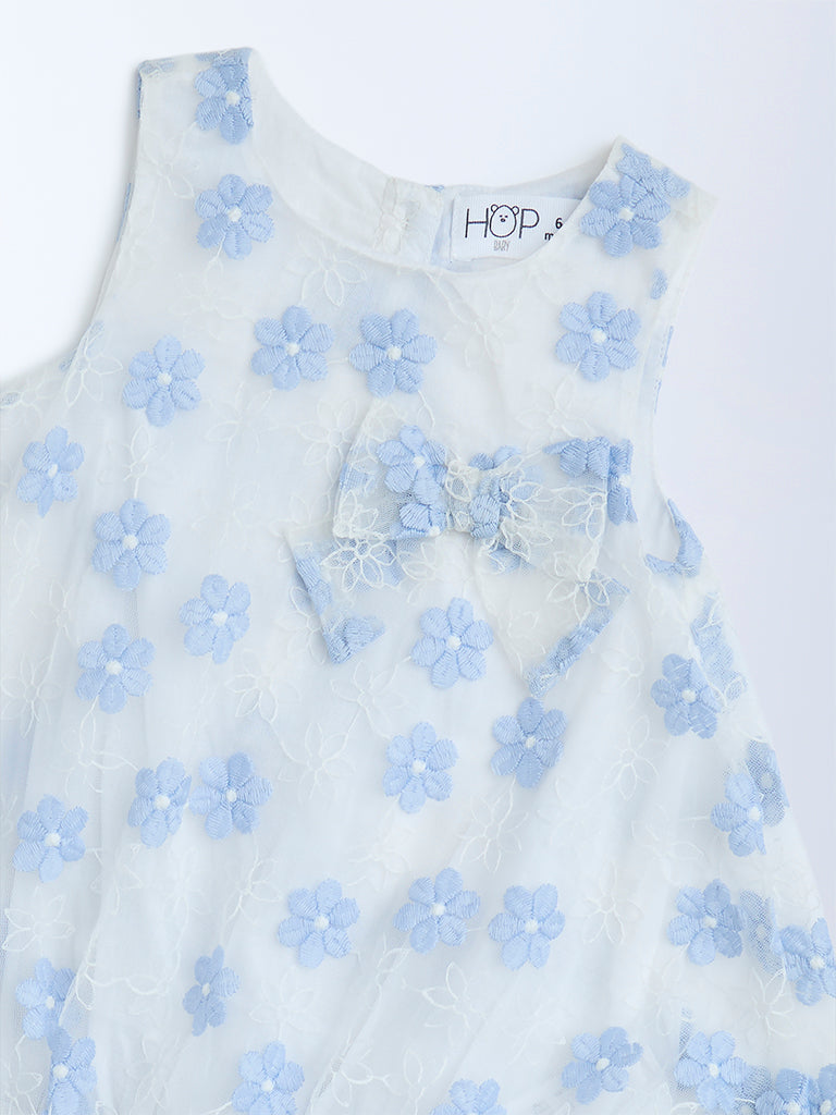 HOP Baby White Floral Embroidered Balloon Dress