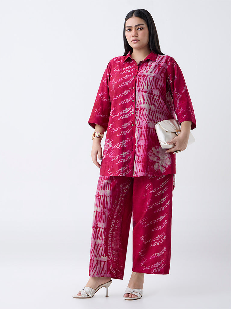 Diza Magenta Abstract Printed Pants