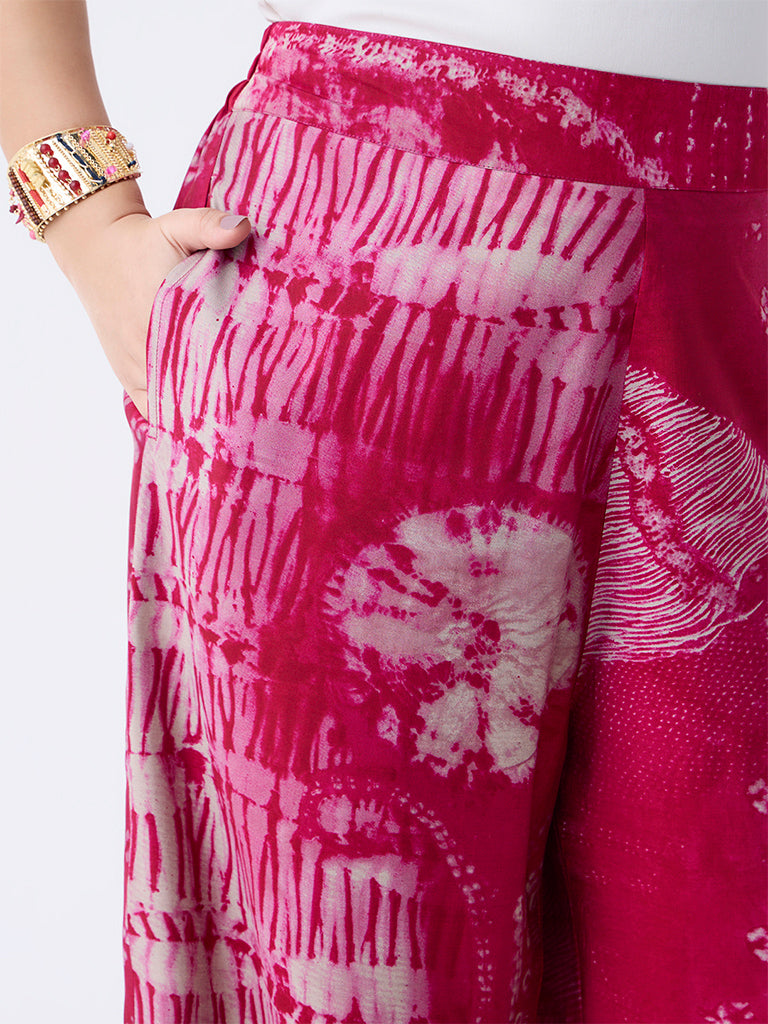 Diza Magenta Abstract Printed Pants