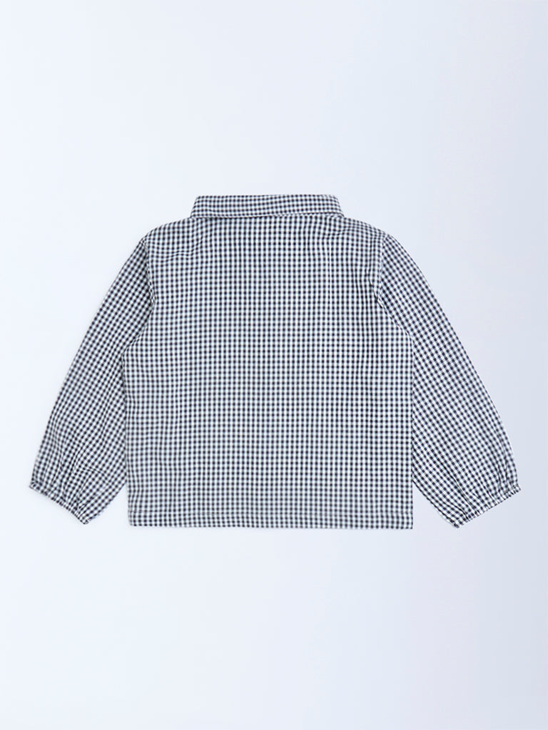Utsa Kids Black Gingham Checkered Cotton Shirt - (8-14yrs)
