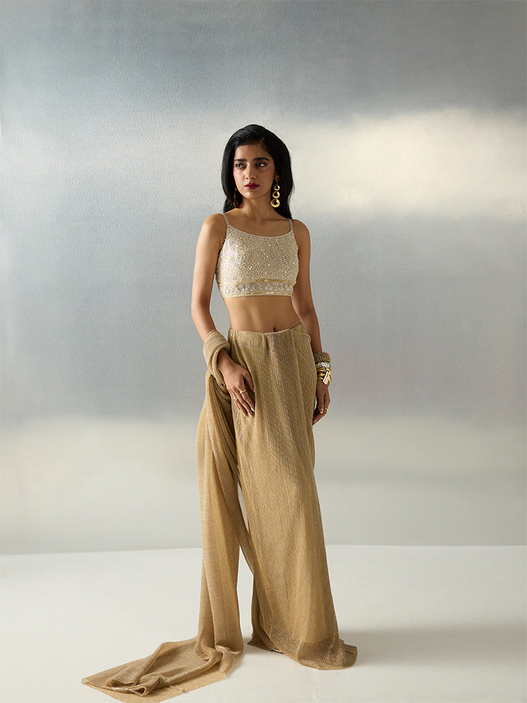 Vark Off-White Sequins Embellished Blouse
