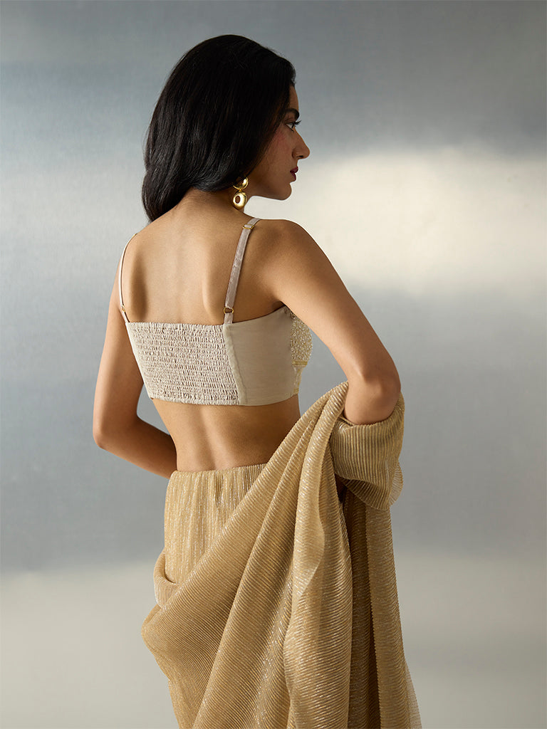 Vark Off-White Sequins Embellished Blouse